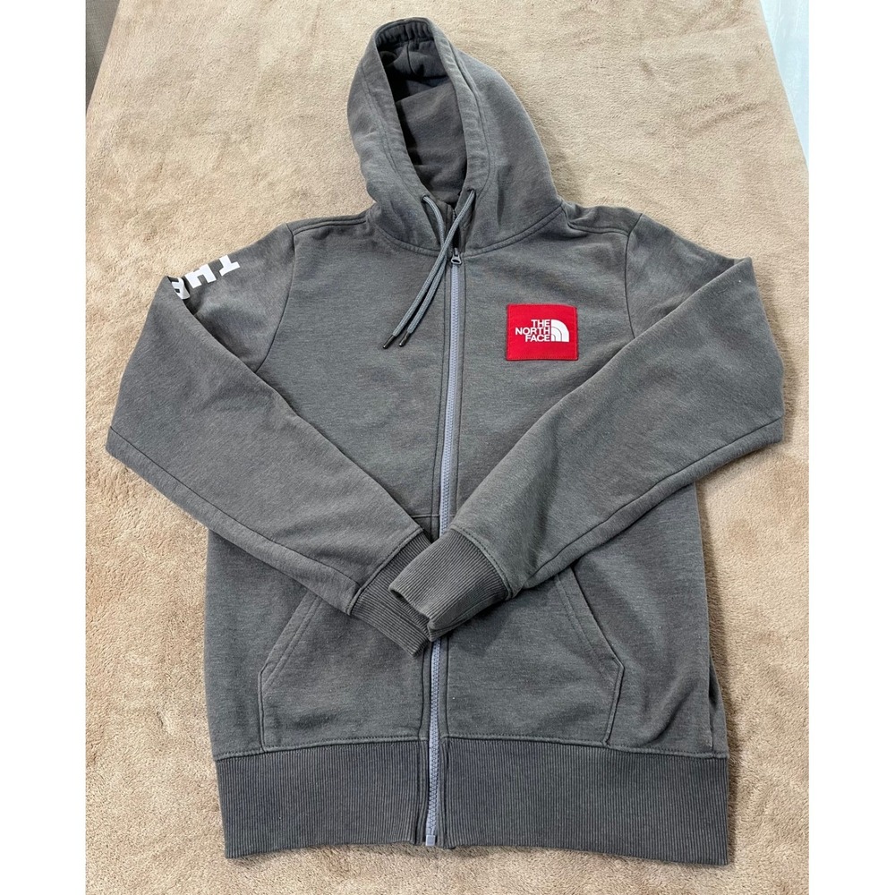 The North Face Full Zip Hoodie Jacket Men's S Gray Fleece Lightweight L/S EUC